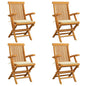 Garden Chair Set of 4 Teak Solid Teak Wood Medium Foldable