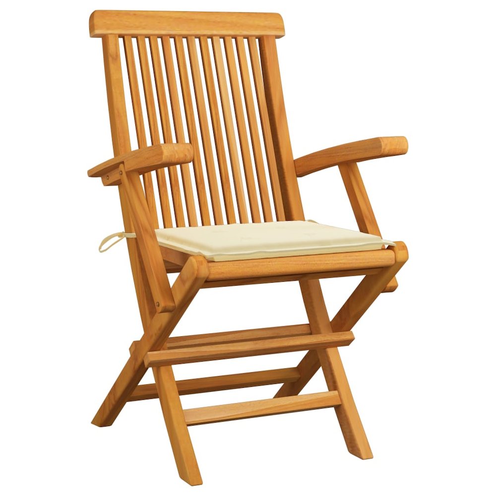 Garden Chair Set of 4 Teak Solid Teak Wood Medium Foldable