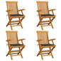 Garden Chair Set of 4 Taupe Teak wood, 100% polyester cushions