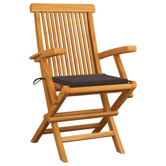 Garden Chair Set of 4 Taupe Teak wood, 100% polyester cushions