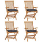 Garden Chair Set of 4 Teak Solid Teak Wood, Polyester Medium