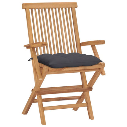 Garden Chair Set of 4 Teak Solid Teak Wood, Polyester Medium