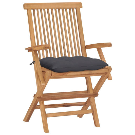 Garden Chair Set of 4 Teak Solid Teak Wood, Polyester Medium