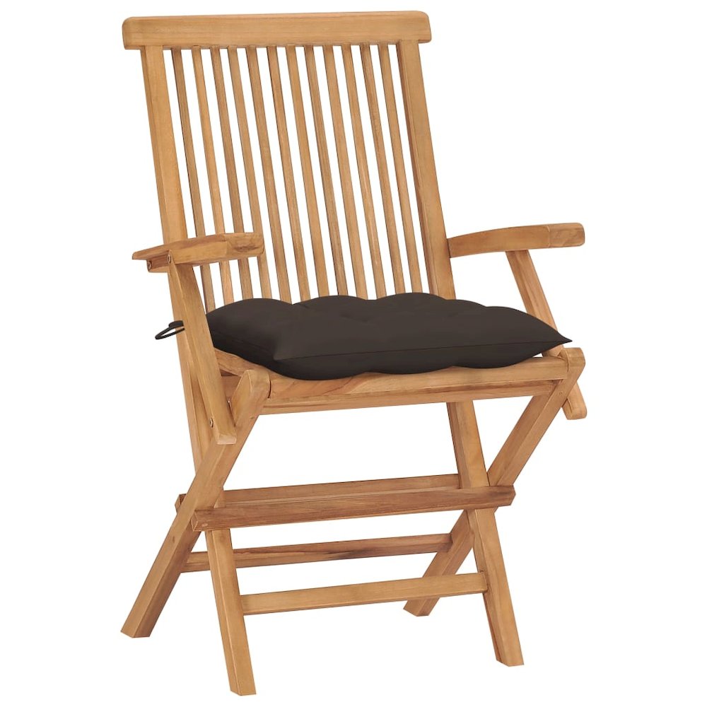 Patio Chair Set of 4 Taupe Solid Teak Wood