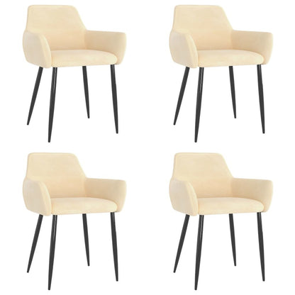 Chair Set of 4 Cream Velvet (100% polyester), metal Standard
