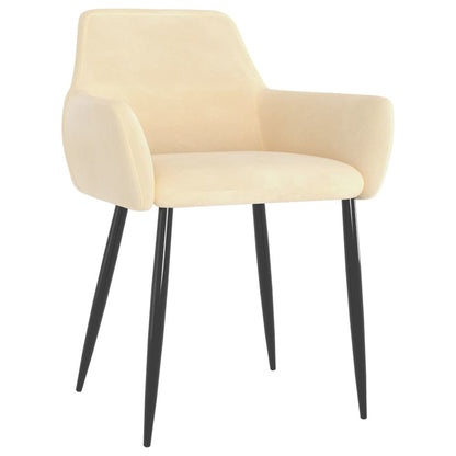 Chair Set of 4 Cream Velvet (100% polyester), metal Standard