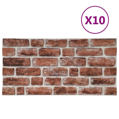 3D Wall Panels with Dark Brown Brick Design 10 pcs EPS