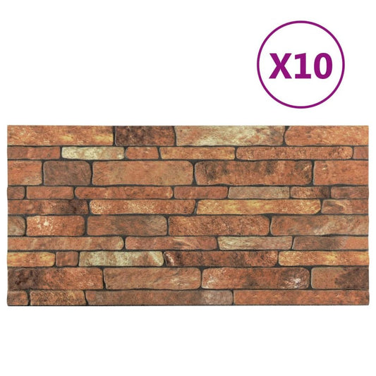 3D Wall Panels with Brown Brick Design 10 pcs EPS