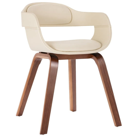Dining Chair White Bentwood and Faux Leather