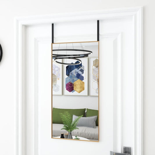 Door Mirror Gold 15.7"x31.5" Glass and Aluminum