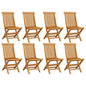 Folding Chair Set of 8 Warm teak Solid Teak Wood Standard
