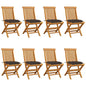 Patio Chair Set of 8 Taupe Solid teak wood, polyester Standard