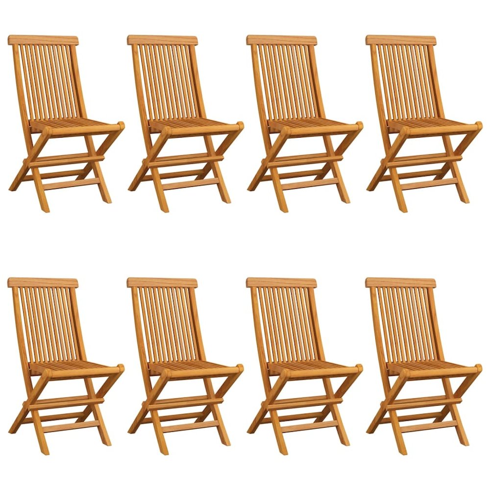 Patio Chair Set of 8 Taupe Solid teak wood, polyester Standard
