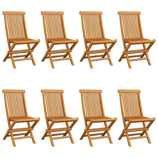Patio Chair Set of 8 Taupe Solid teak wood, polyester Standard