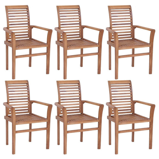 vidaXL Stacking Dining Chairs 6 pcs Solid Teak Wood 2944