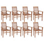 vidaXL Stacking Dining Chairs 8 pcs Solid Teak Wood 2945