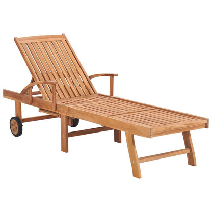 vidaXL Sun Loungers 2 pcs with Gray Cushion Solid Teak Wood