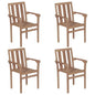 Stackable Chair Set of 4 Warm Brown Solid Teak Wood Standard