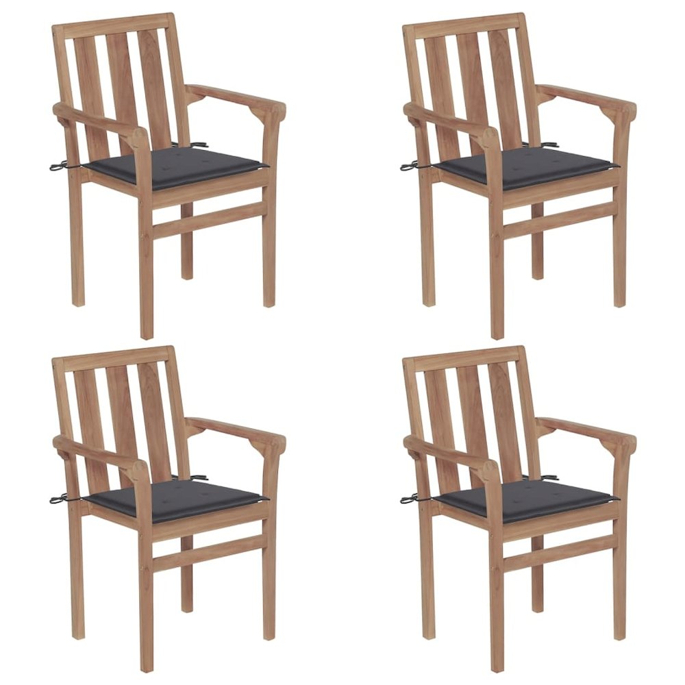 Stackable Chair Set of 4 Anthracite