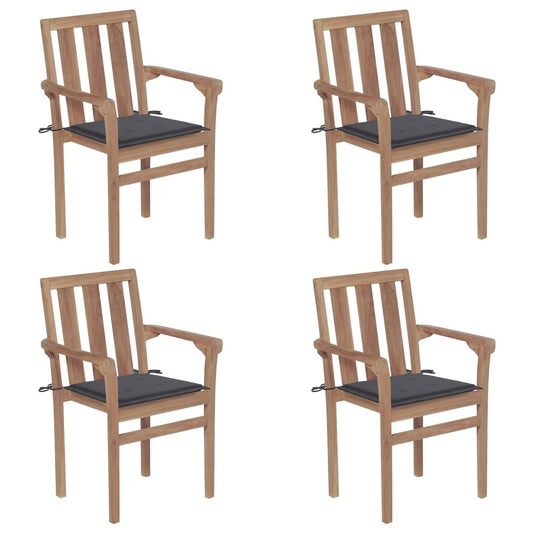 Stackable Chair Set of 4 Anthracite