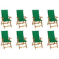Garden Chair Set of 8 Brown Solid Acacia wood, Polyester Large