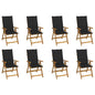 Garden Chair Set of 8 Wooden Brown