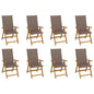 Garden Chair Set of 8 Wood Solid Acacia Wood Foldable