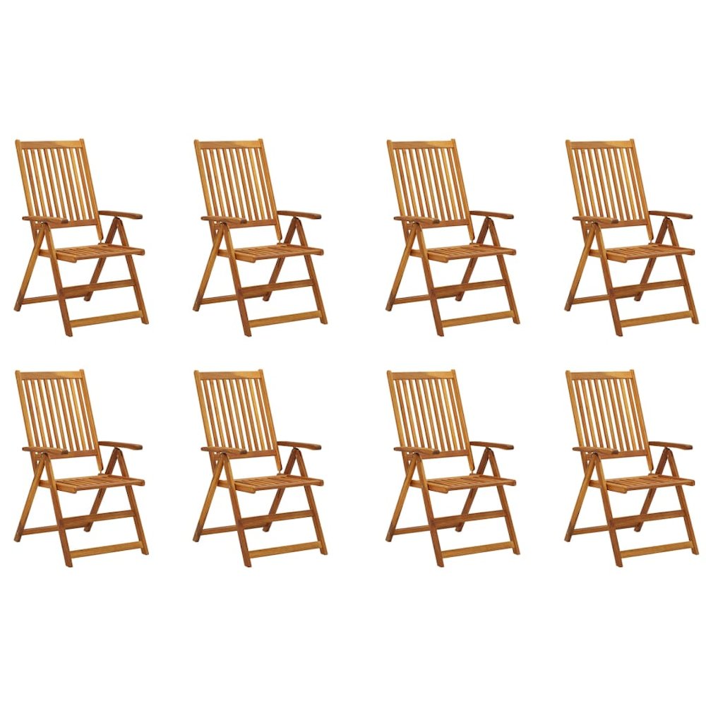 Garden Chair Set of 8 Wood Solid Acacia Wood Foldable