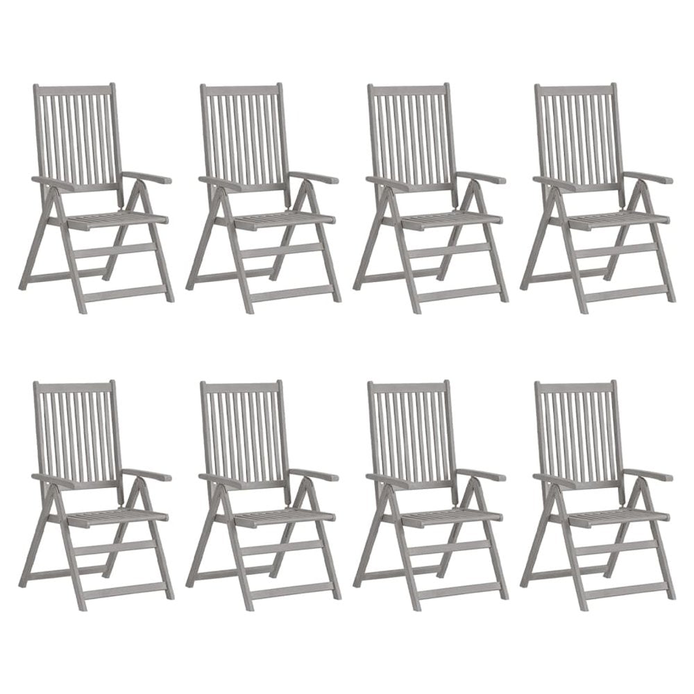 Garden Chair Set of 8 Grey Solid acacia wood Medium Foldable