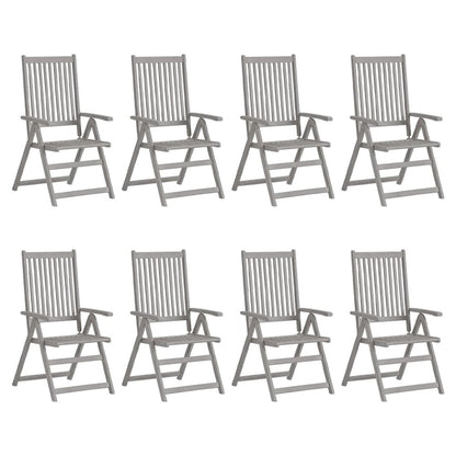 Garden Chair Set of 8 Grey Solid acacia wood Medium Foldable