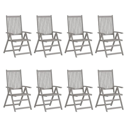 Garden Chair Set of 8 Grey Solid acacia wood Medium Foldable