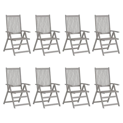 Garden Chair Set of 8 Grey Solid acacia wood Standard Foldable