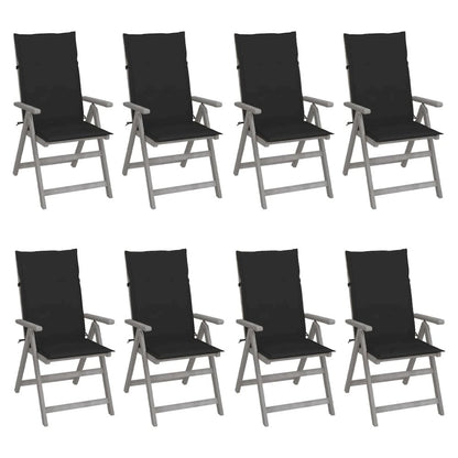 Garden Chair Set of 8 Grey Solid Acacia wood Standard