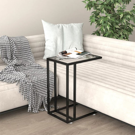 Computer Side Table Transparent 19.7"x13.8"x25.6" Tempered Glass