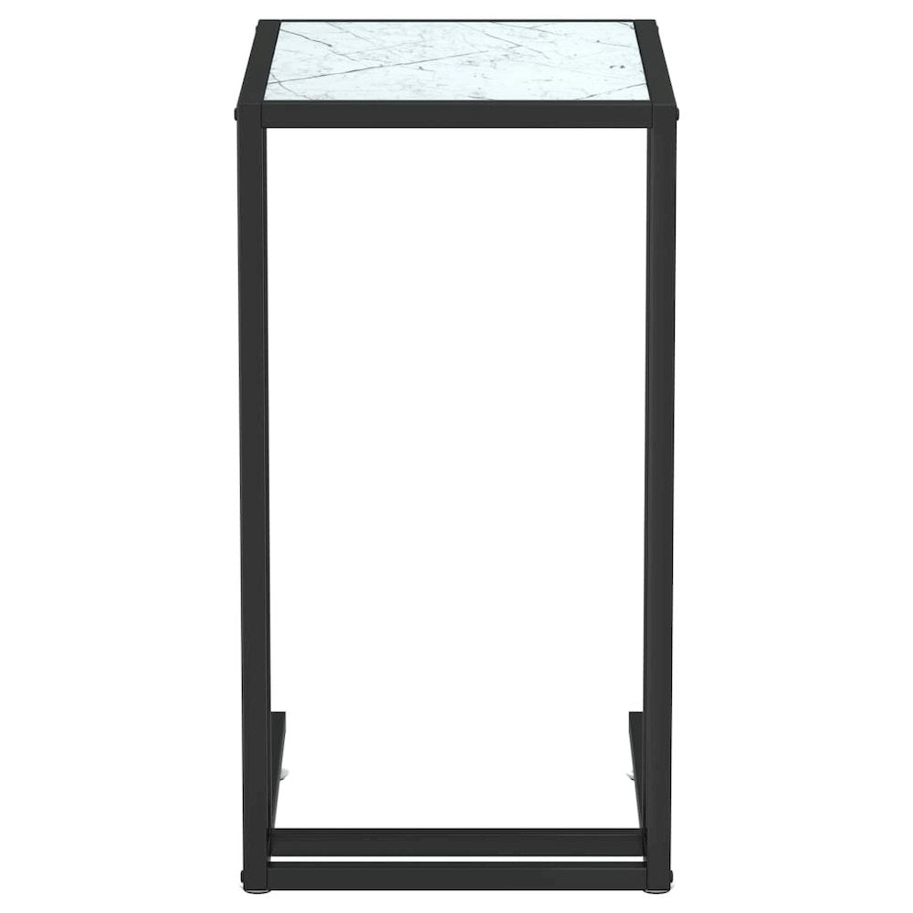 Computer Side Table White Marble 19.7"x13.8"x25.6" Tempered Glass