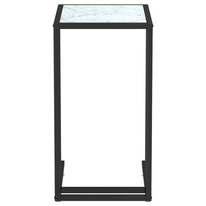 Computer Side Table White Marble 19.7"x13.8"x25.6" Tempered Glass