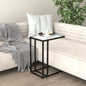 Computer Side Table White Marble 19.7"x13.8"x25.6" Tempered Glass