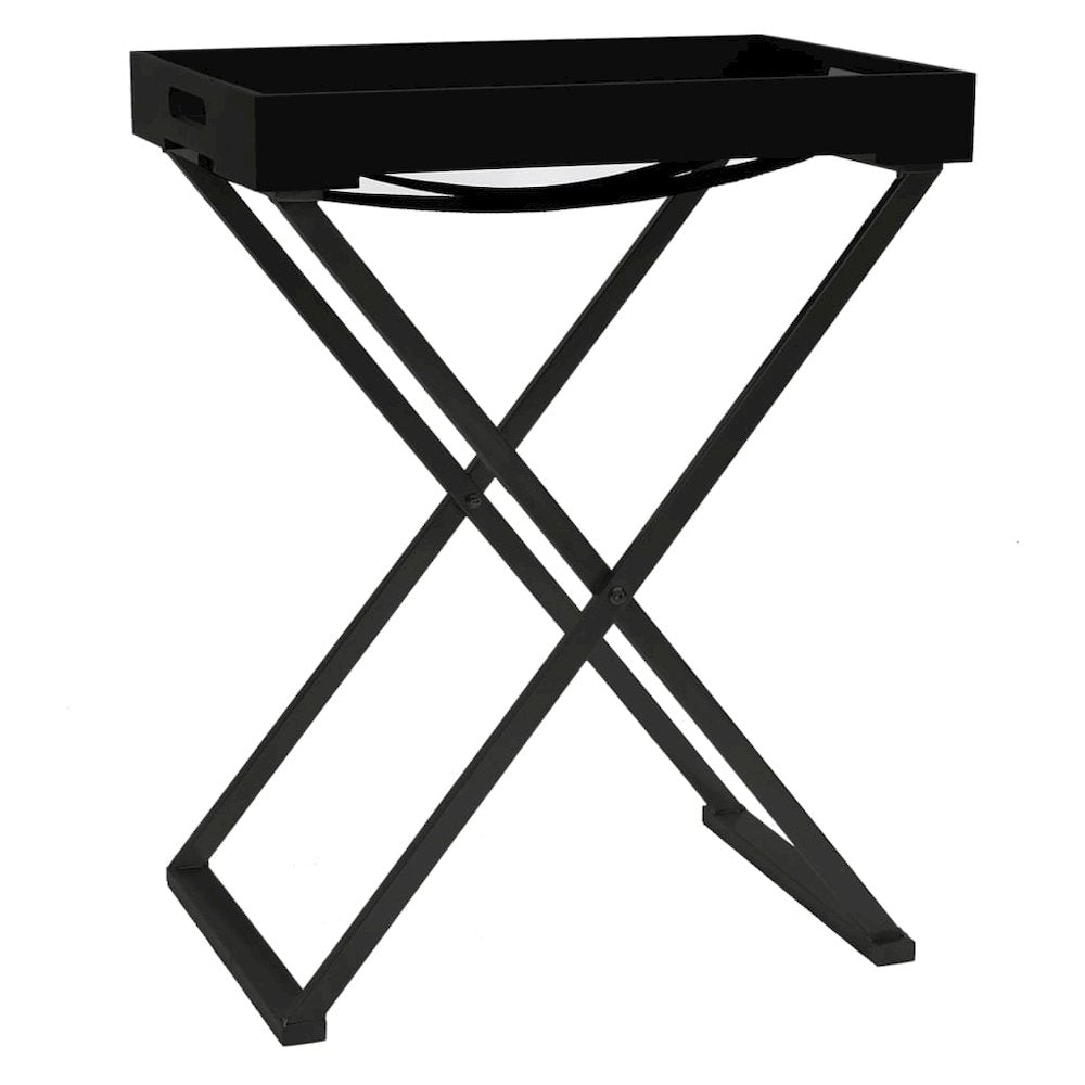 Folding Table Black MDF, Iron 18.9x13.4x24.0 in Foldable Modern
