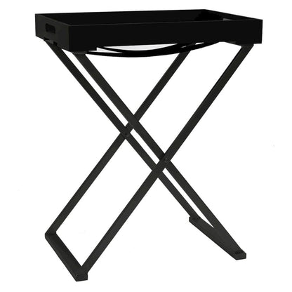 Folding Table Black MDF, Iron 18.9x13.4x24.0 in Foldable Modern