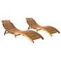 Sun Lounger Natural Brown Solid Acacia wood with a natural oil finish