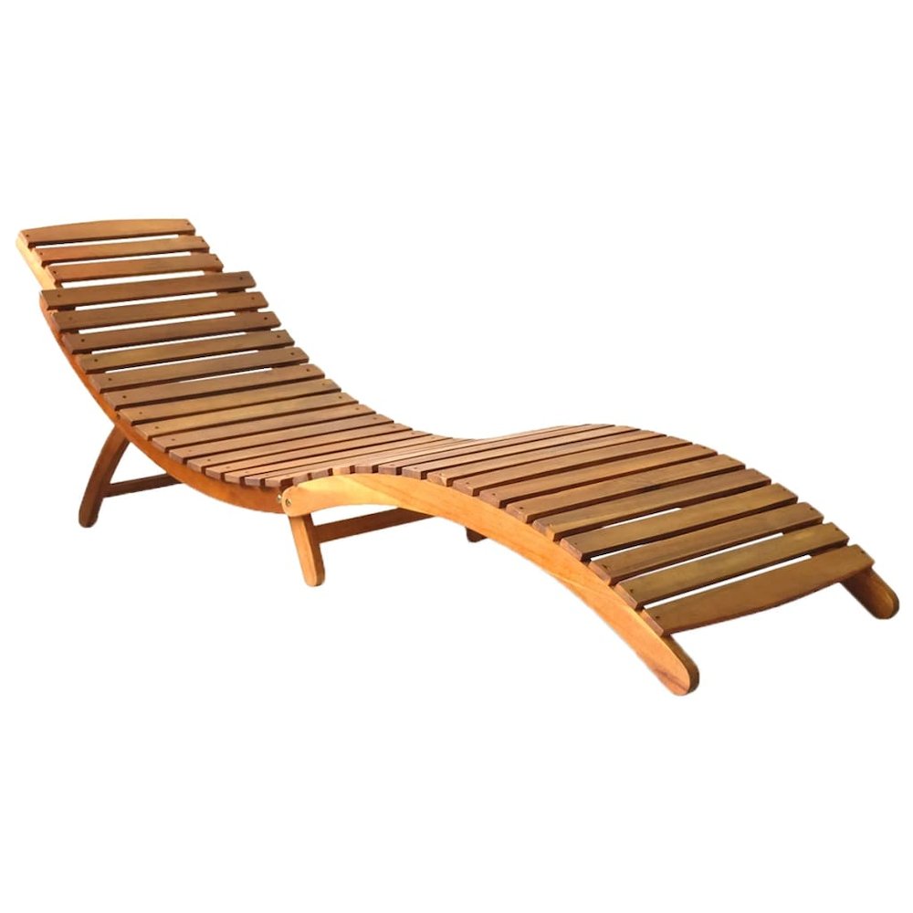 Sun Lounger Anthracite Solid Acacia Wood, Fabric (100% Polyester)