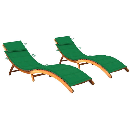 Patio Sun Lounger Green Solid acacia wood, Polyester Standard