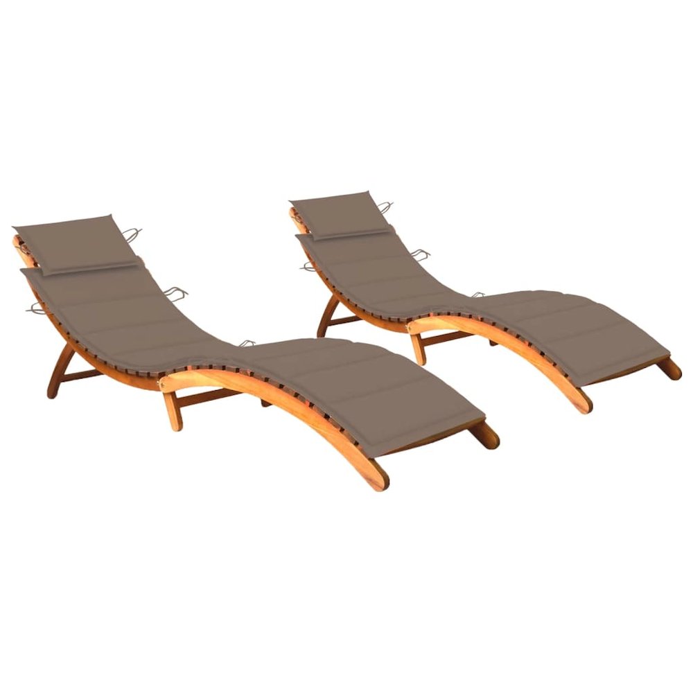 Sun Lounger Taupe Solid Acacia wood Standard Foldable