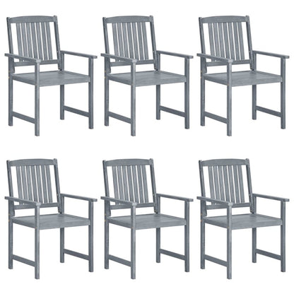 Garden Chair Set of 6 Grey Solid Acacia wood Standard Durable