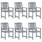 Garden Chair Set of 6 Grey Solid Acacia wood Standard Durable
