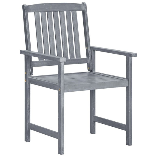 Garden Chair Set of 6 Grey Solid Acacia wood Standard Durable
