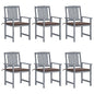 Patio Chair Set of 6 Gray Solid acacia wood Standard Durable