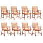 Outdoor Chair Set of 8 Brown Solid Acacia Wood Standard