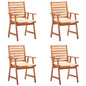 Outdoor Chair Set of 4 Brown Solid Acacia wood Standard Durable