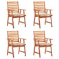 Patio Chair Set of 4 Wooden Solid Acacia Wood, Polyester Standard